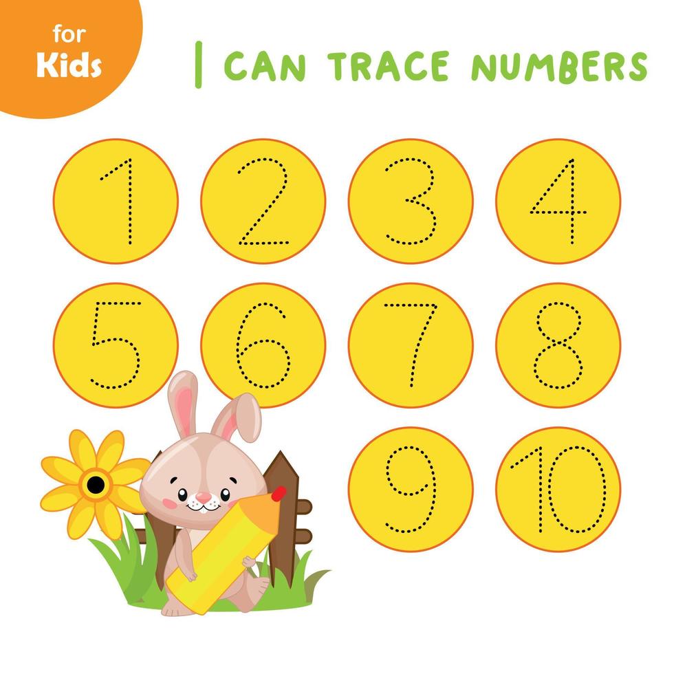 Mini Game For Kids, I Can Circle Numbers. Image With Easter Theme. Helps Children Learn To Write And Recognize Numbers. Illustrations On The Theme Of Spring, Animals. Ideal For Children Aged 3 To 6 vector