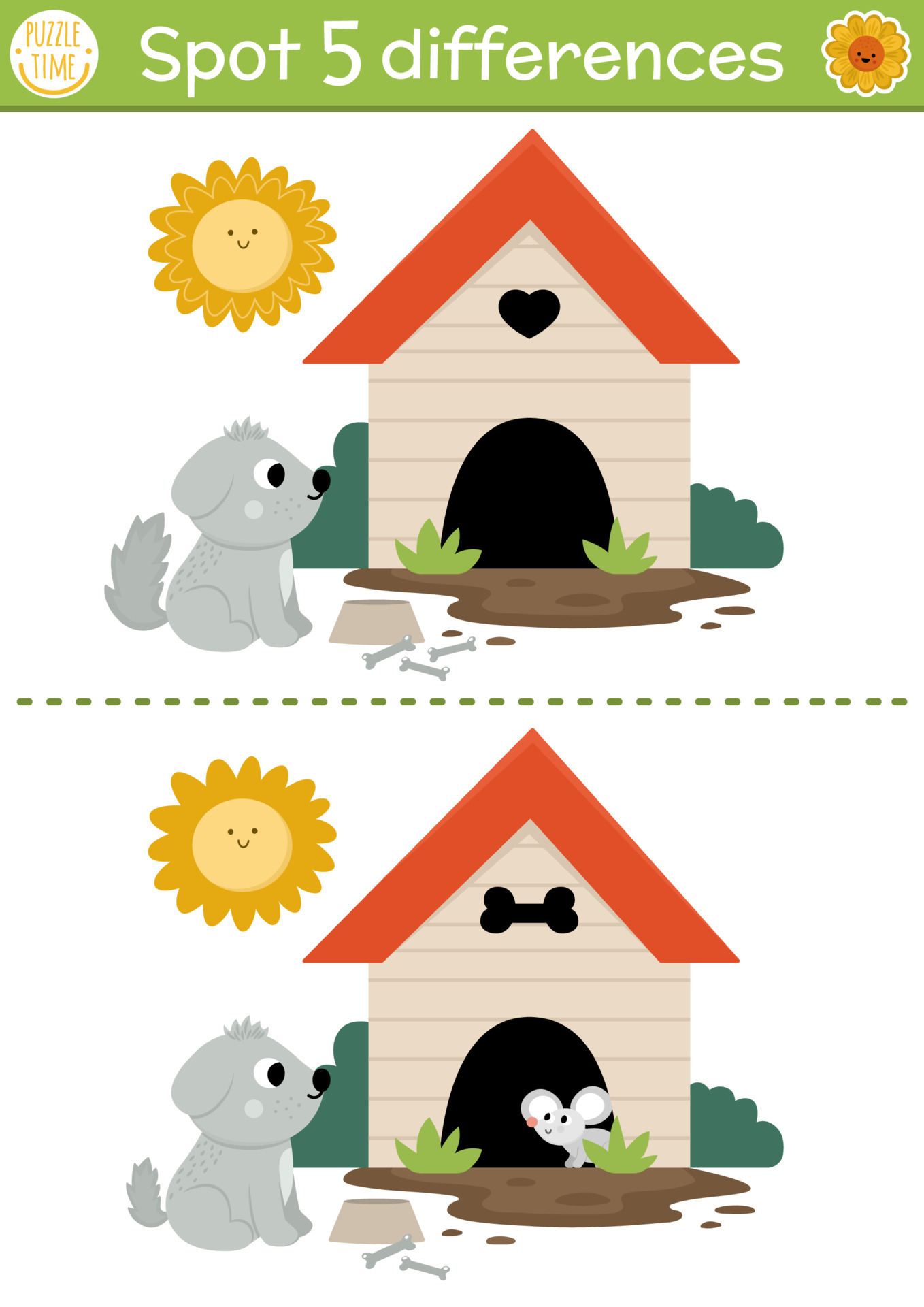 Find differences game for children. On the farm educational activity with cute dog and kennel. Farm puzzle for kids with farm animal, doghouse. Village printable worksheet or page with pet 20350243 Vector Find differences game for children. On the farm educational activity with cute dog and kennel. Farm puzzle for kids with farm animal, doghouse. Village printable worksheet or page with pet 20350243 Vector