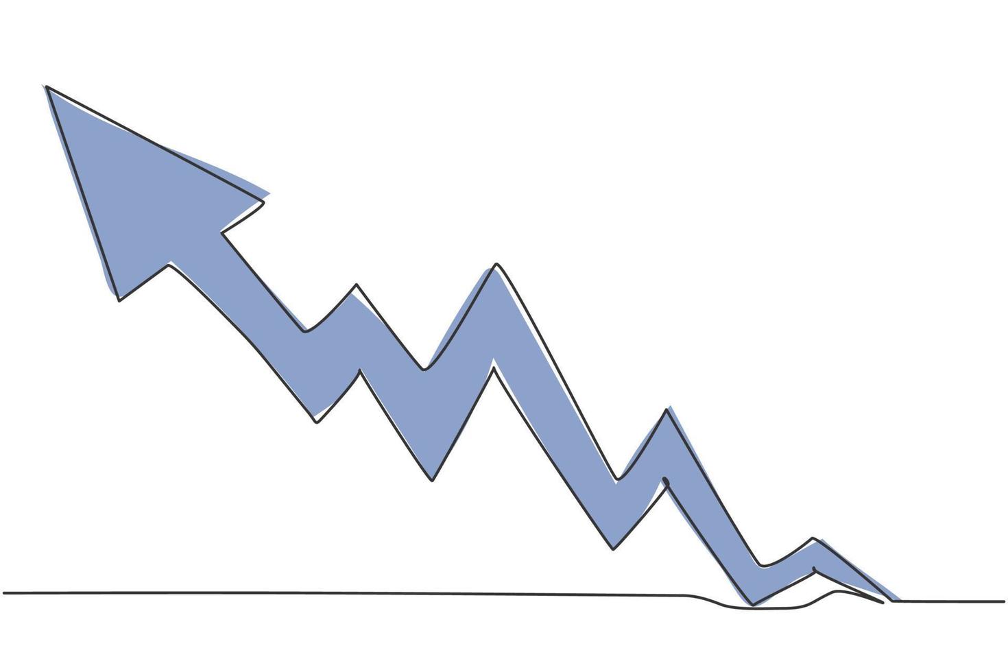 Single one line drawing of increasing sales market up graph symbol. Business financial market growth sign minimal concept. Modern continuous line draw design graphic vector illustration