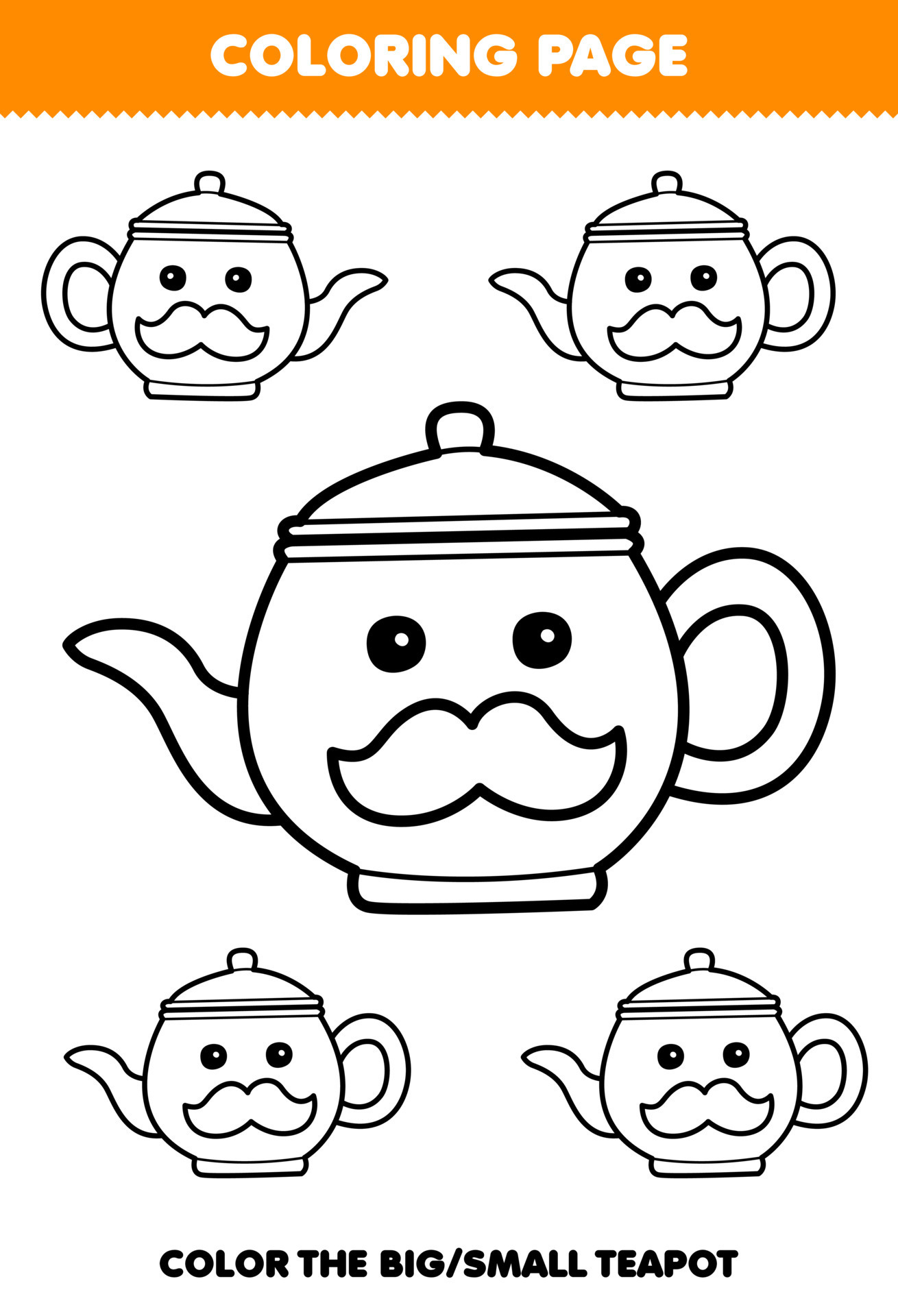 Education game for children coloring page big or small picture of cute