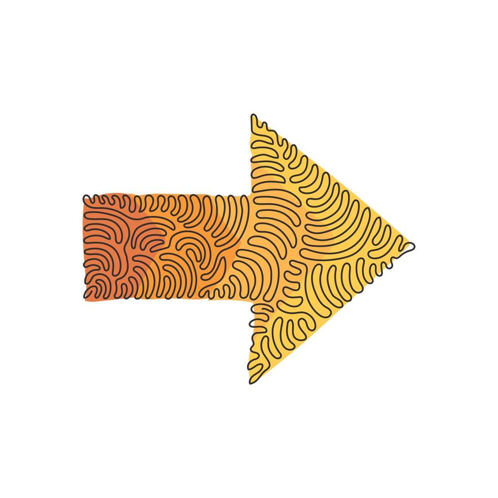 Single continuous line drawing arrow icon. Flat style. Arrow logo icon for your web site design, logo, app, UI. Arrow sign or symbol. Swirl curl style. One line draw graphic design vector illustration