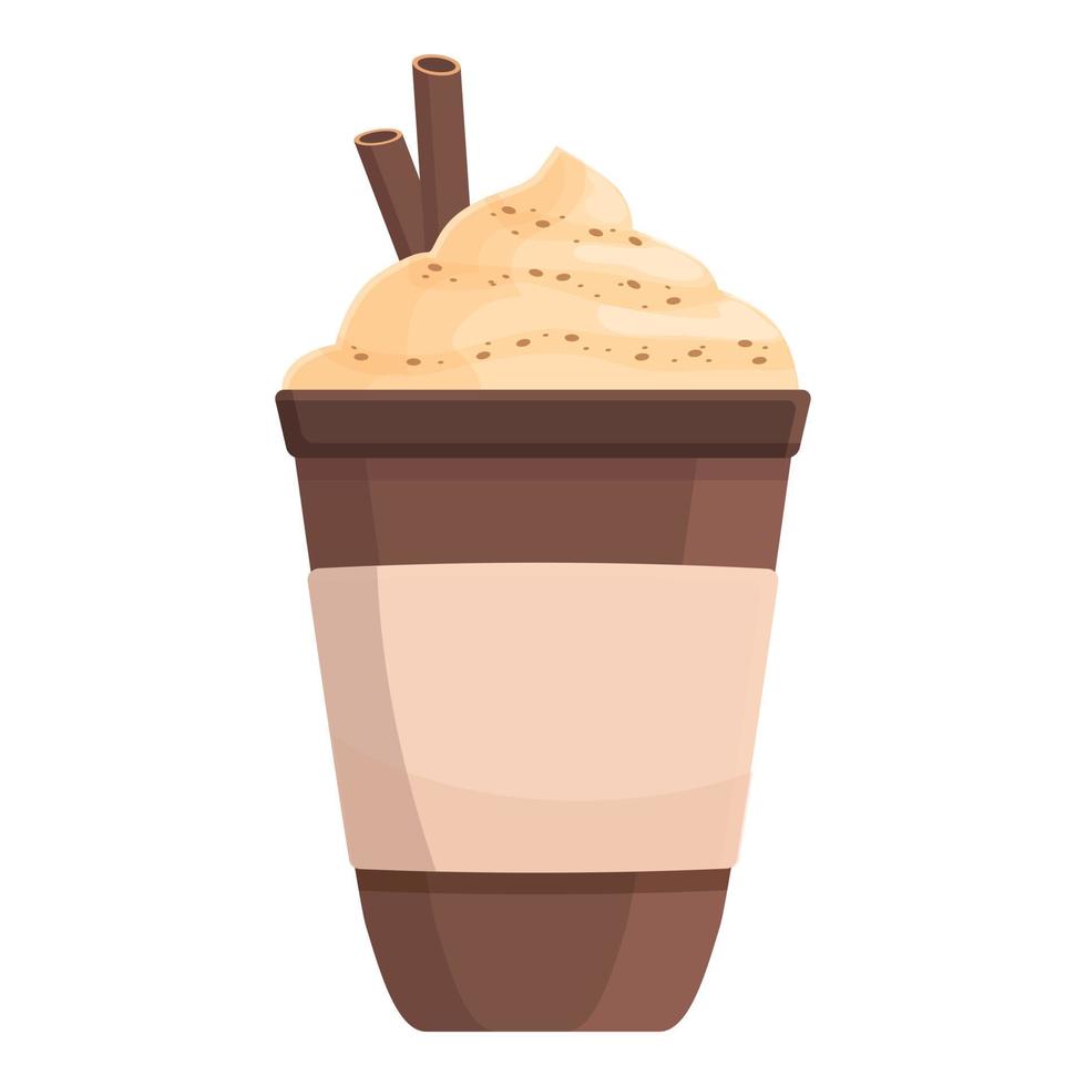 Hot pumpkin spice latte icon cartoon vector. Drink cup vector