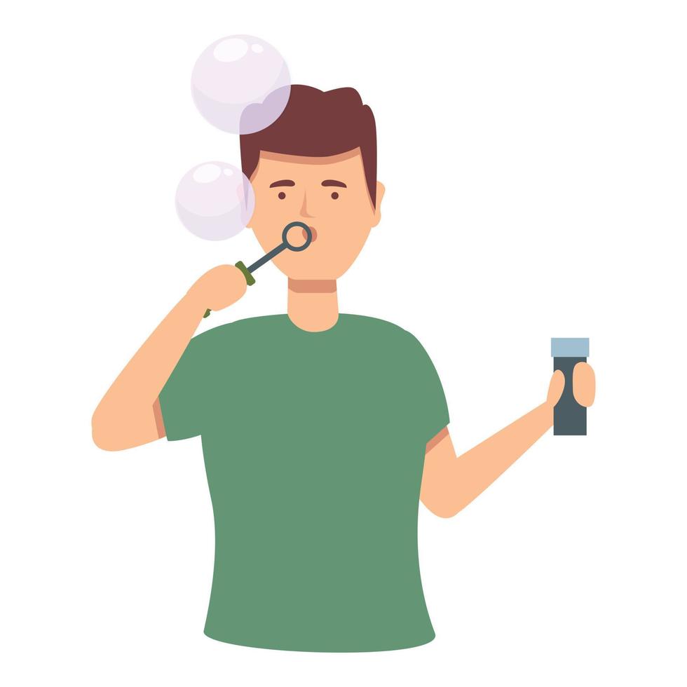 Child blowing bubbles icon cartoon vector. Kid soap vector