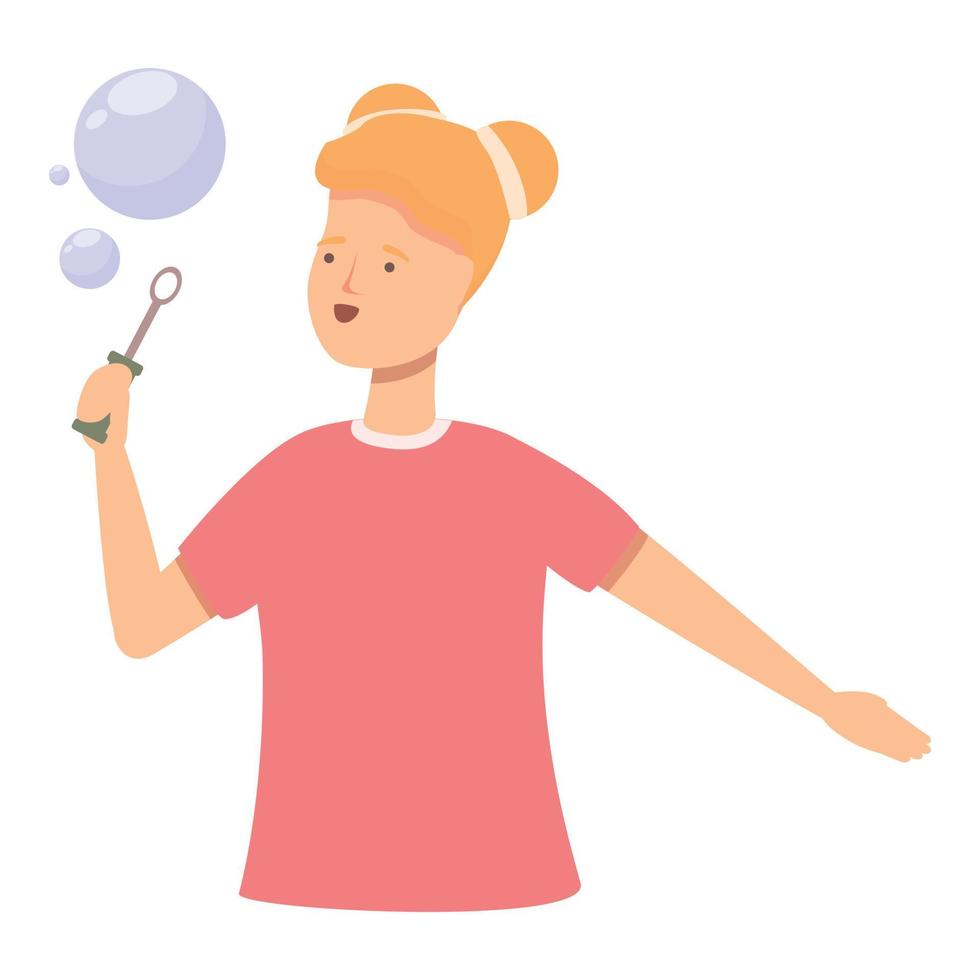 Fun blowing bubbles icon cartoon vector. Child soap vector