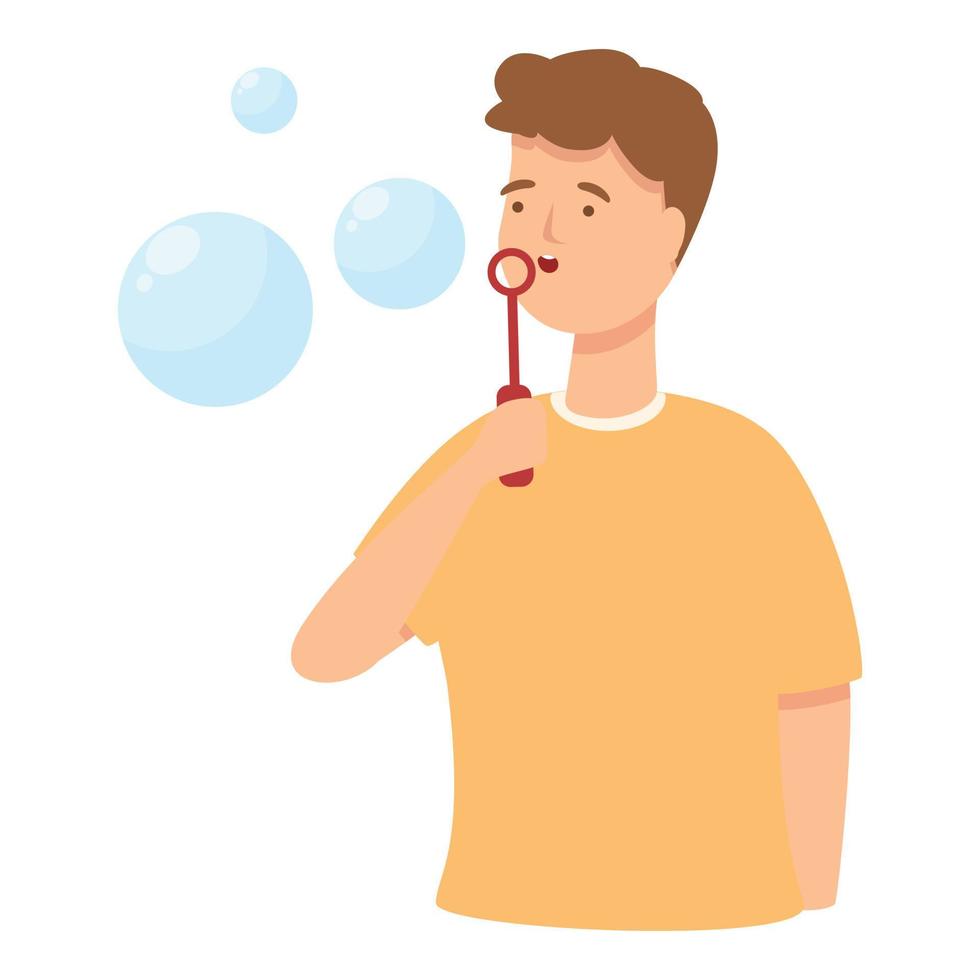 Boy blowing bubbles icon cartoon vector. Foam activity vector