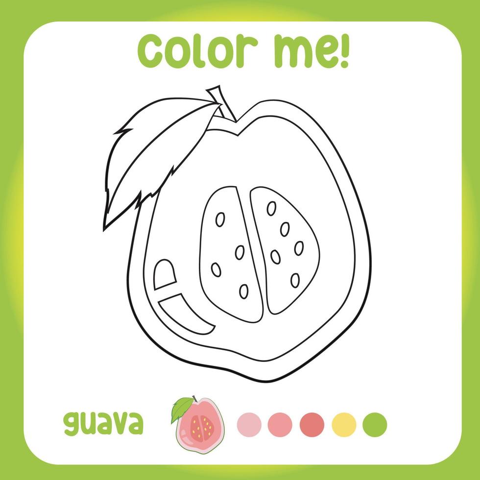 Coloring worksheet about fruit. Educational printable sheet for children. Vector illustration.