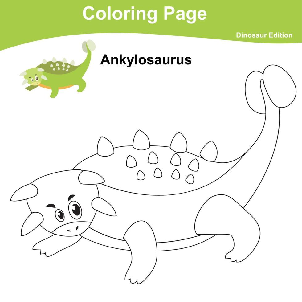 Educational printable worksheet. Coloring dinosaur worksheet for children. Coloring activity for kids. Vector illustrations.