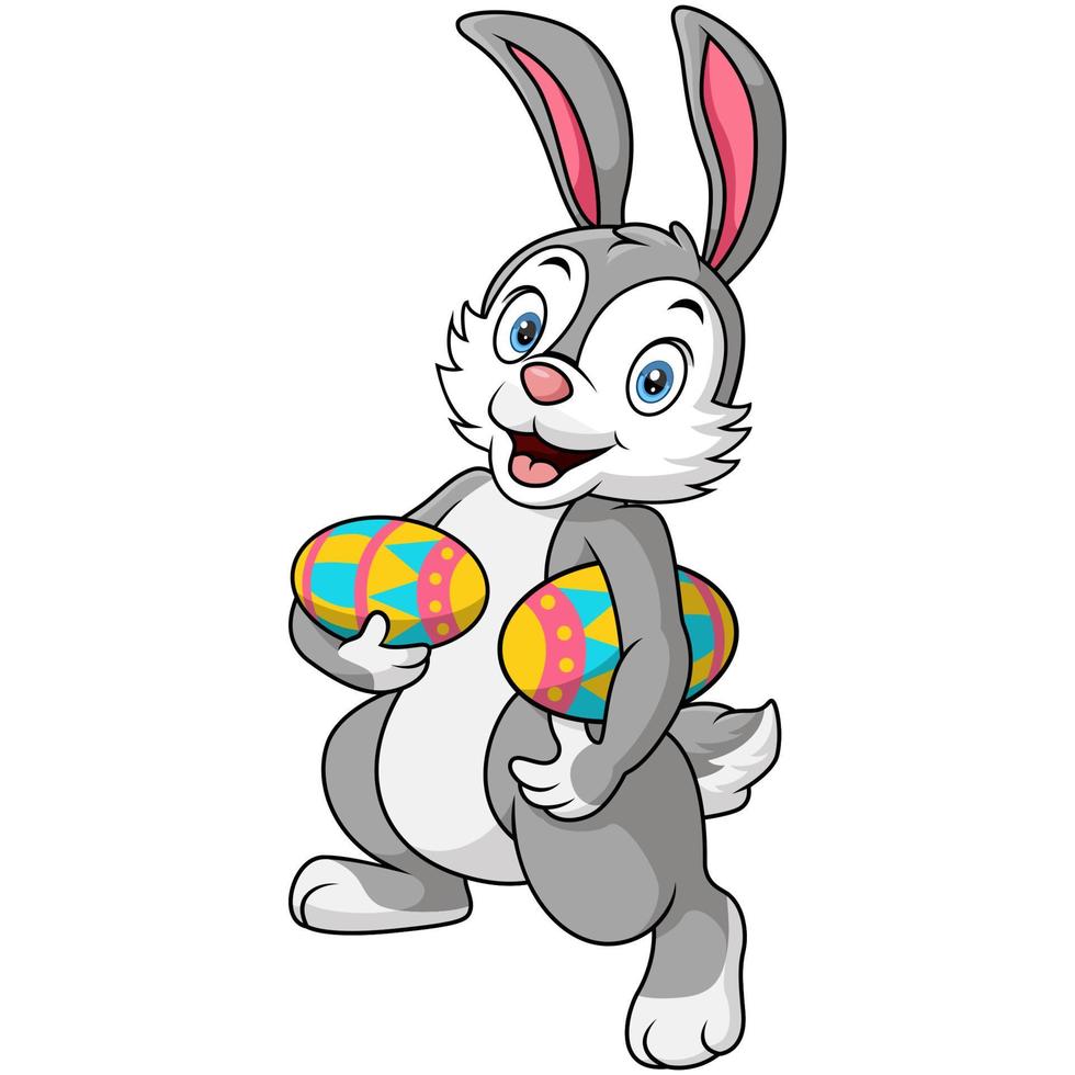 Cute rabbit carrying an easter eggs vector