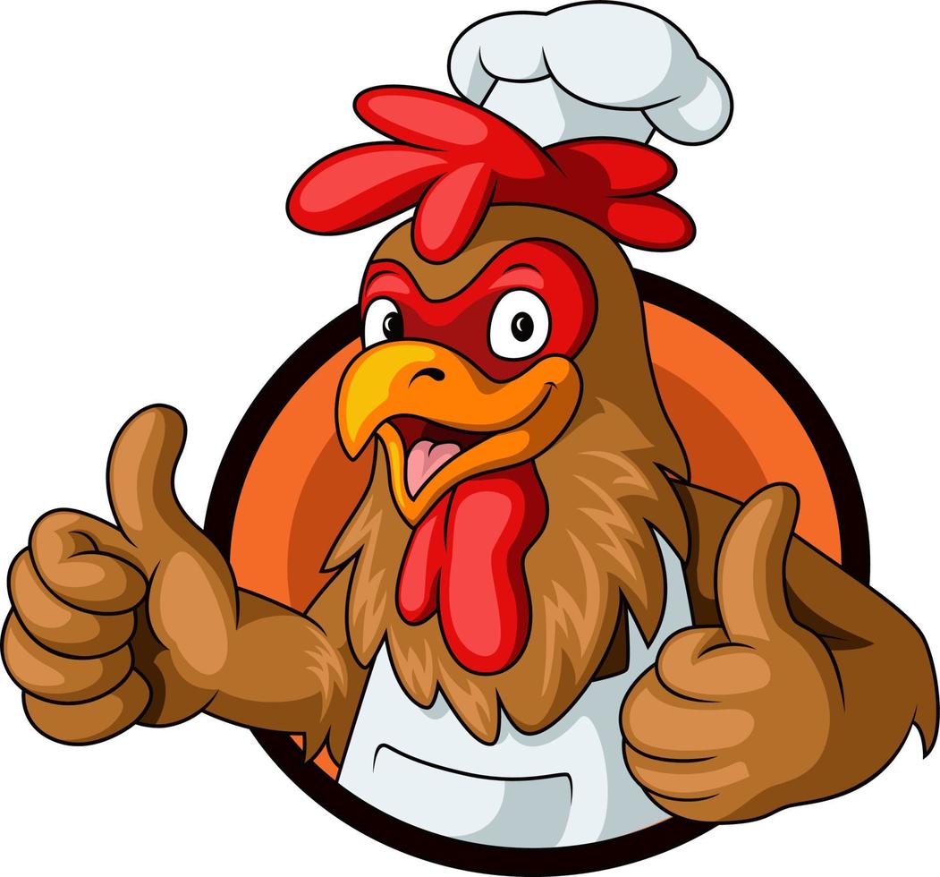 Cute rooster chef giving thumb up vector