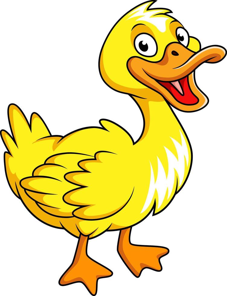 Cute duck cartoon on white background vector