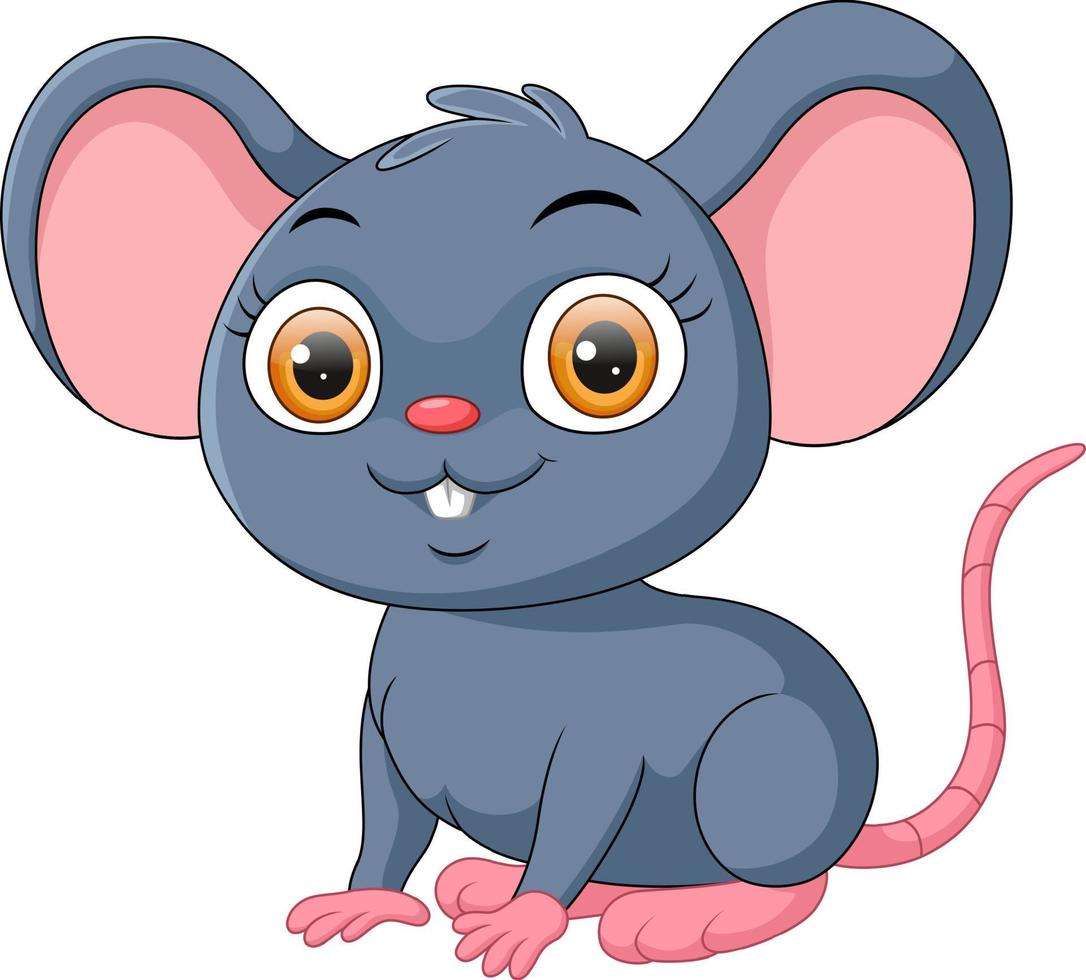 Cute little mouse cartoon sitting vector