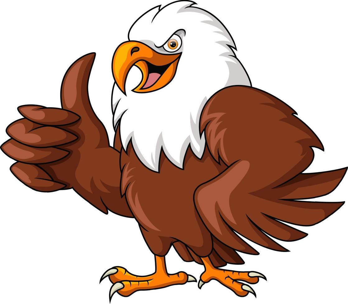 Cute eagle cartoon giving thumb up vector