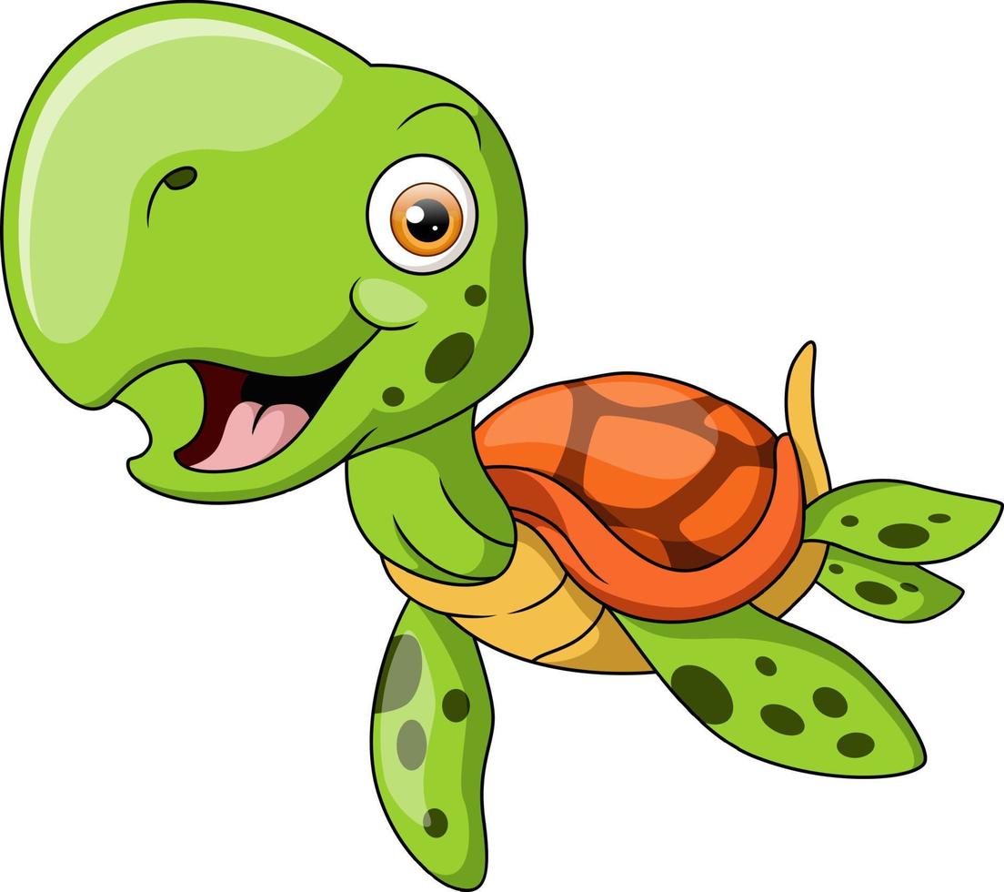 Cute sea turtle cartoon on white background 20353739 Vector Art at Vecteezy