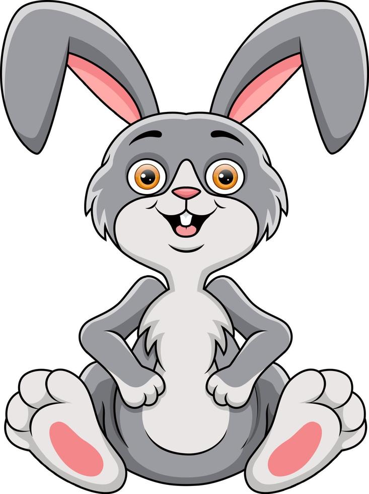 Cute rabbit cartoon sitting on white background vector