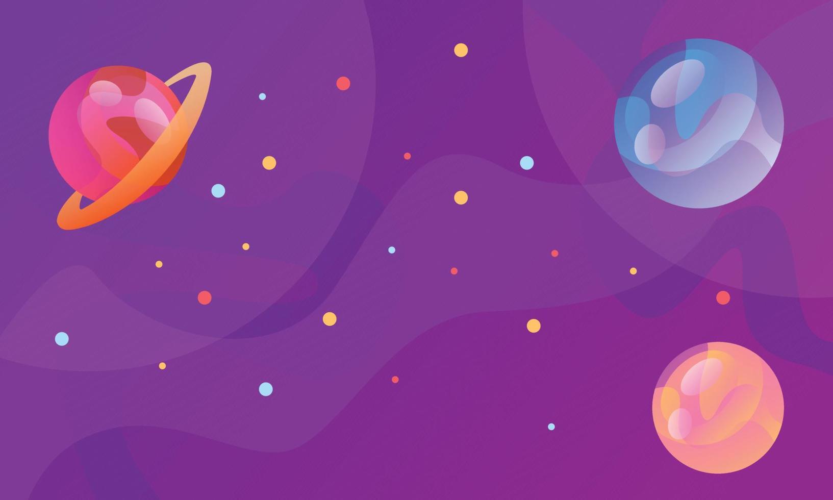 Galaxy Cartoon with Planet Illustration Background vector