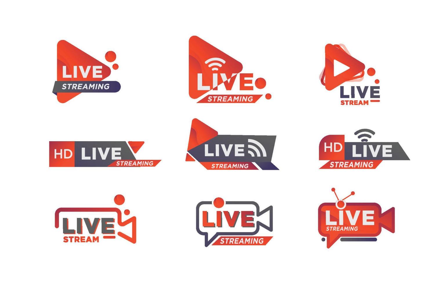 Set of Live Streaming Badge vector