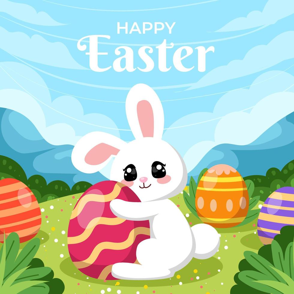 Easter Day with Cute Rabbit vector