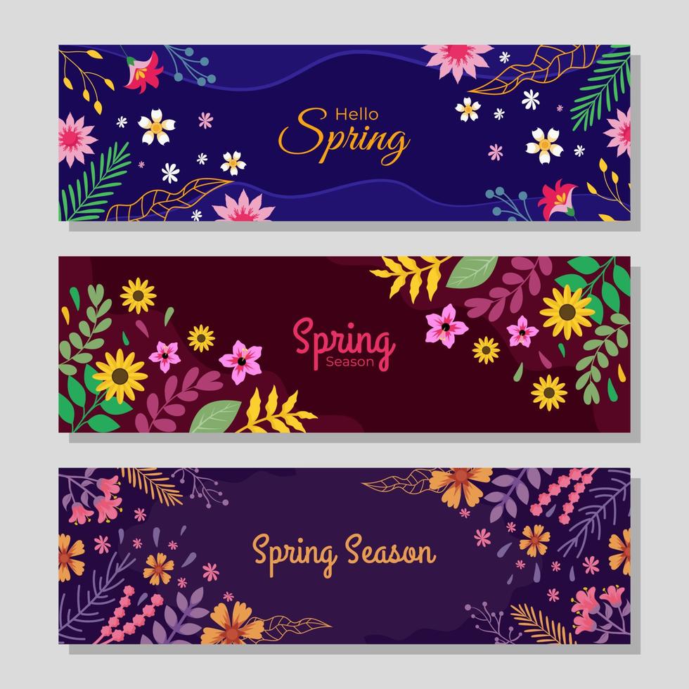 banner floral de primavera vector