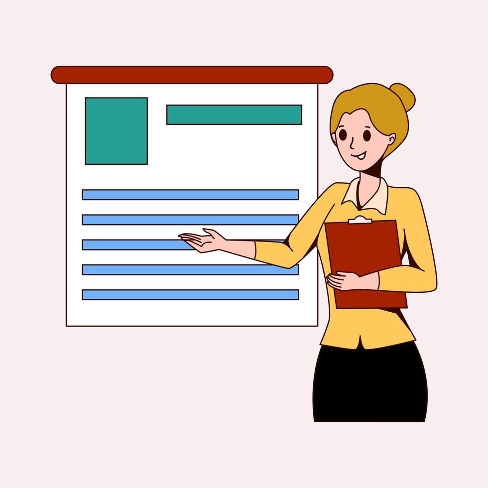 Teacher flat design retro illustration vector