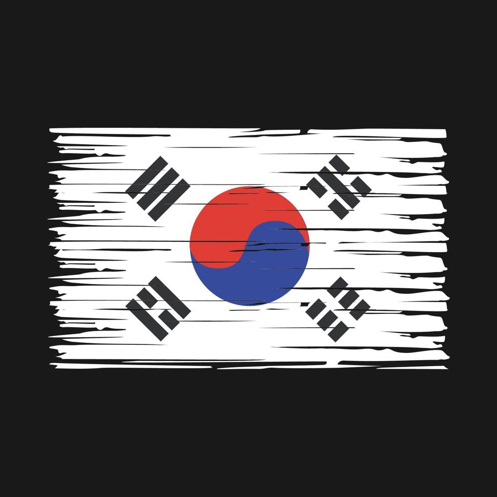 South Korea Flag Brush Vector