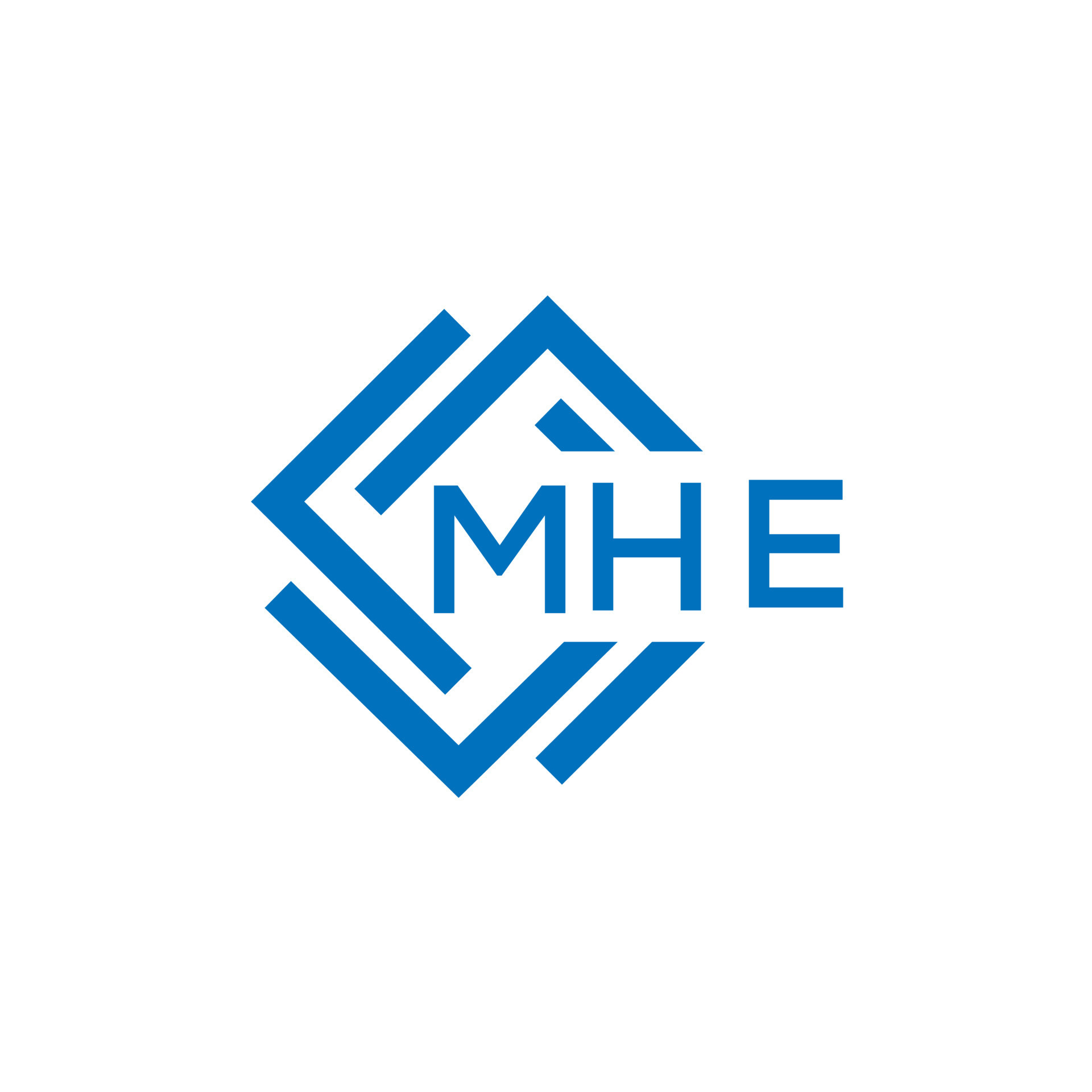 MHE letter logo design on white background. MHE creative circle letter
