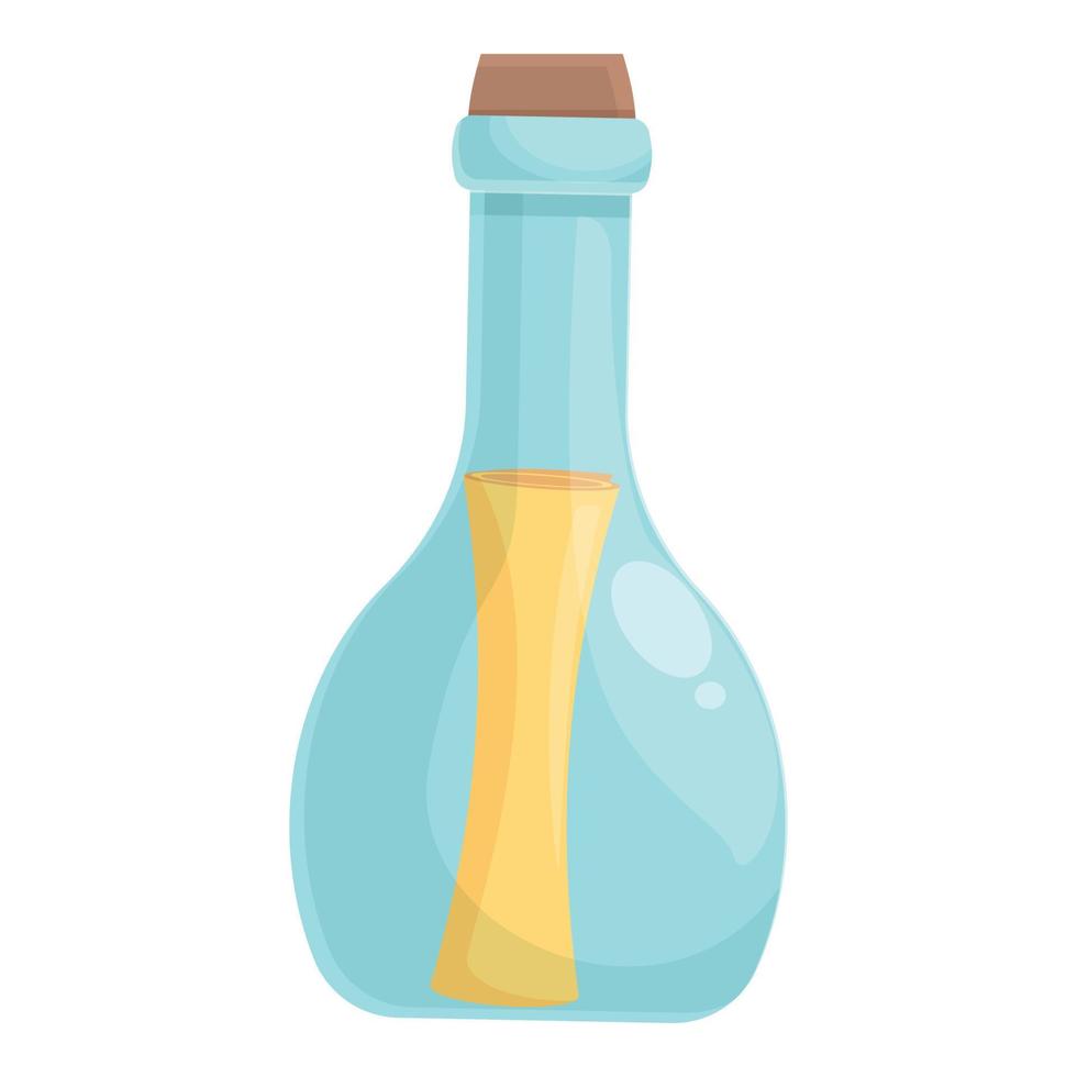 Glass bottle message icon cartoon vector. Sea water vector