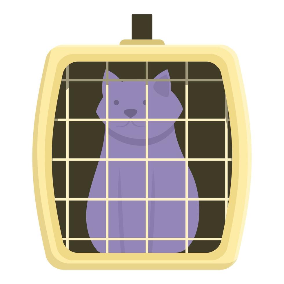 Cute cat box icon cartoon vector. Pet cage vector