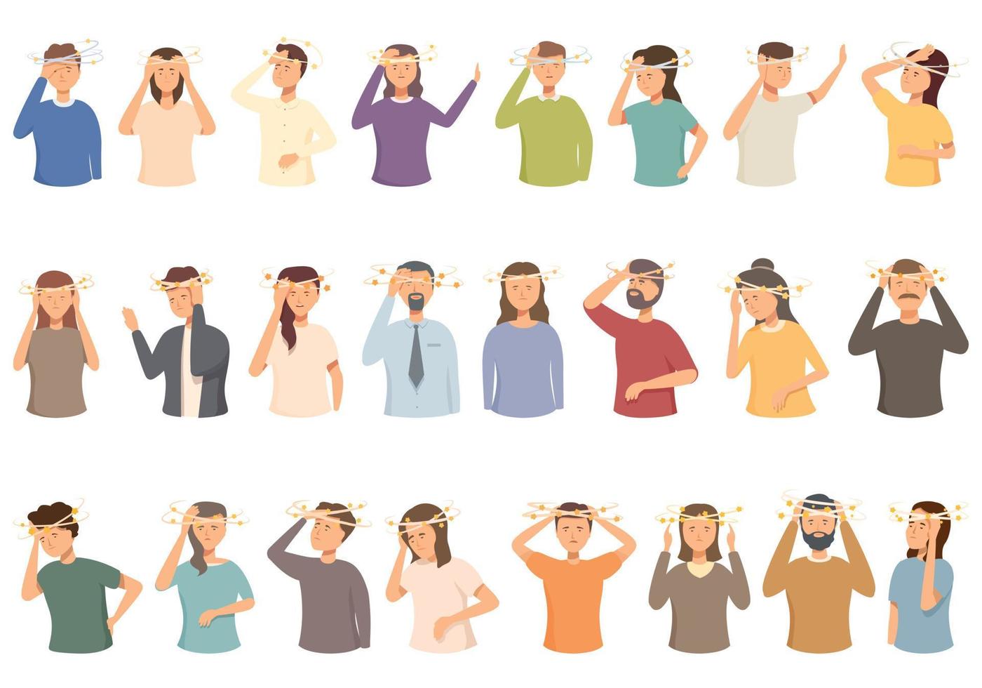 Fainting icons set cartoon vector. Person accident vector