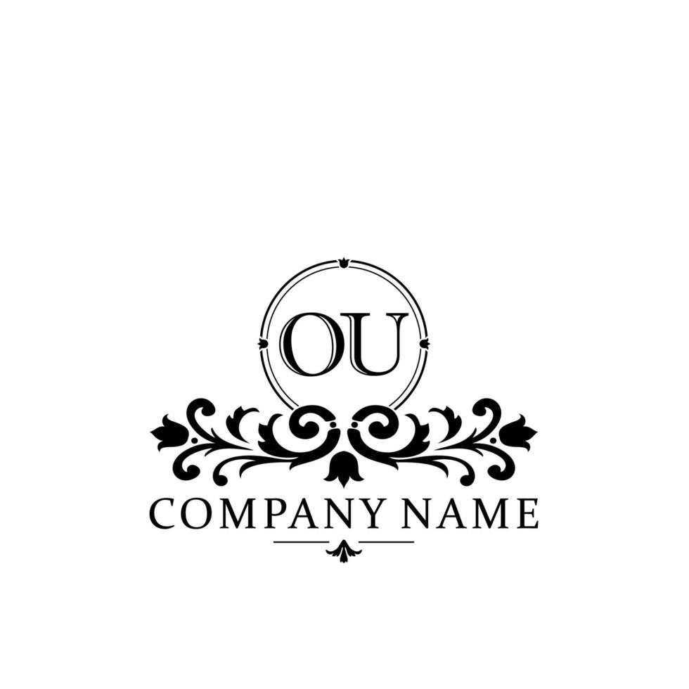 letter OU floral logo design. logo for women beauty salon massage cosmetic or spa brand vector