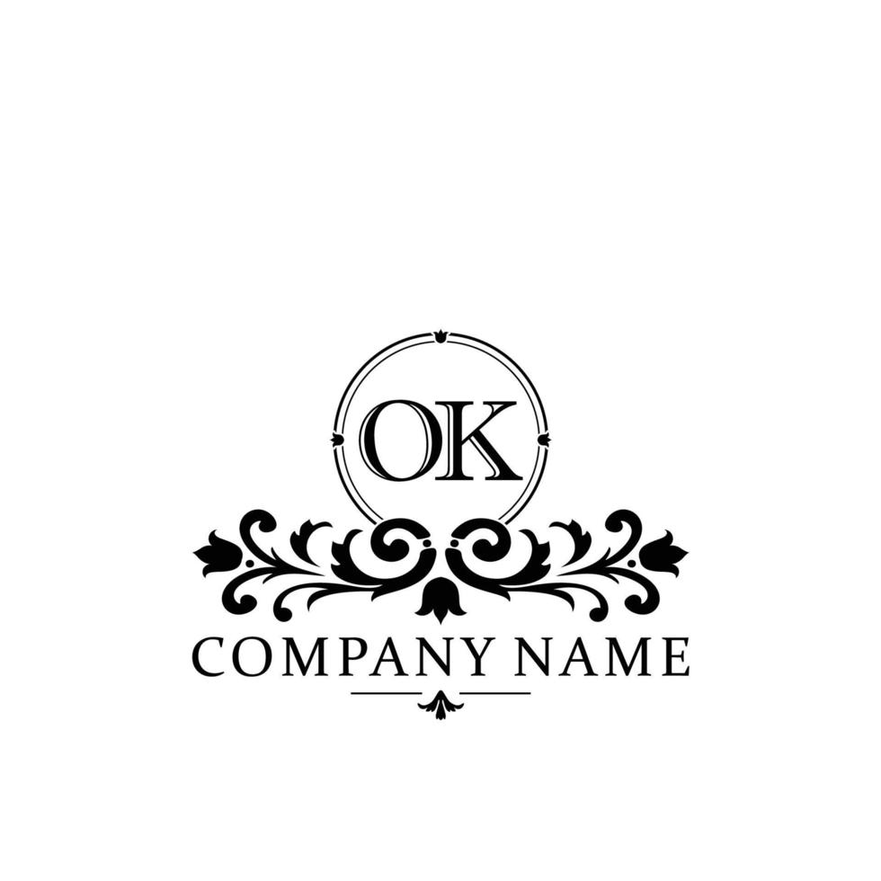 letter OK floral logo design. logo for women beauty salon massage cosmetic or spa brand vector