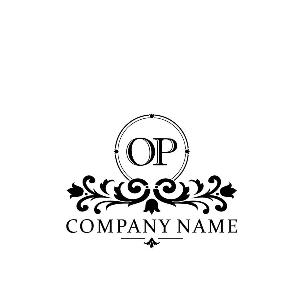 letter OP floral logo design. logo for women beauty salon massage cosmetic or spa brand vector