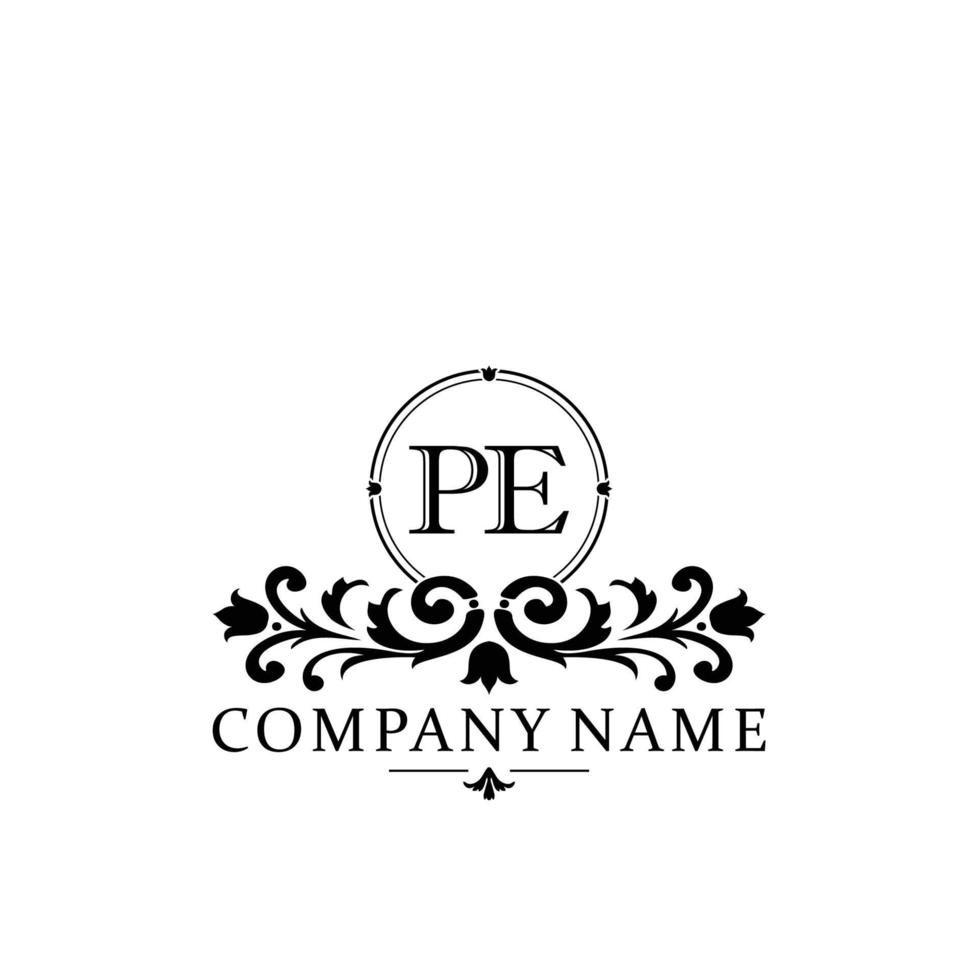 letter PE floral logo design. logo for women beauty salon massage cosmetic or spa brand vector
