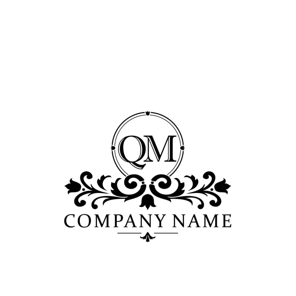 letter QM floral logo design. logo for women beauty salon massage cosmetic or spa brand vector