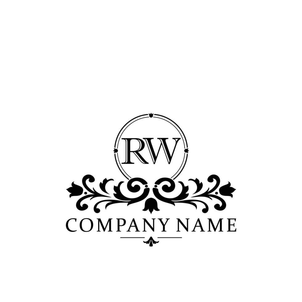 letter RW floral logo design. logo for women beauty salon massage cosmetic or spa brand vector