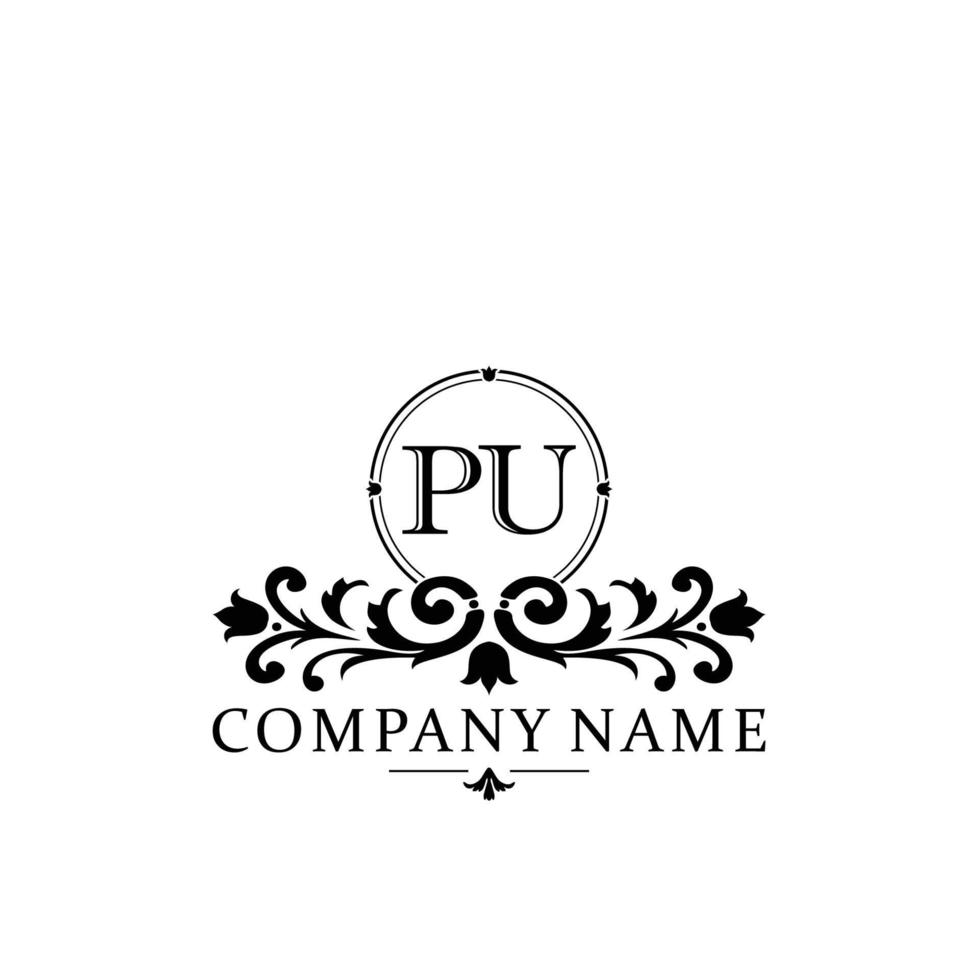 letra pu floral logo diseño. logo para mujer belleza salón masaje cosmético o spa marca vector