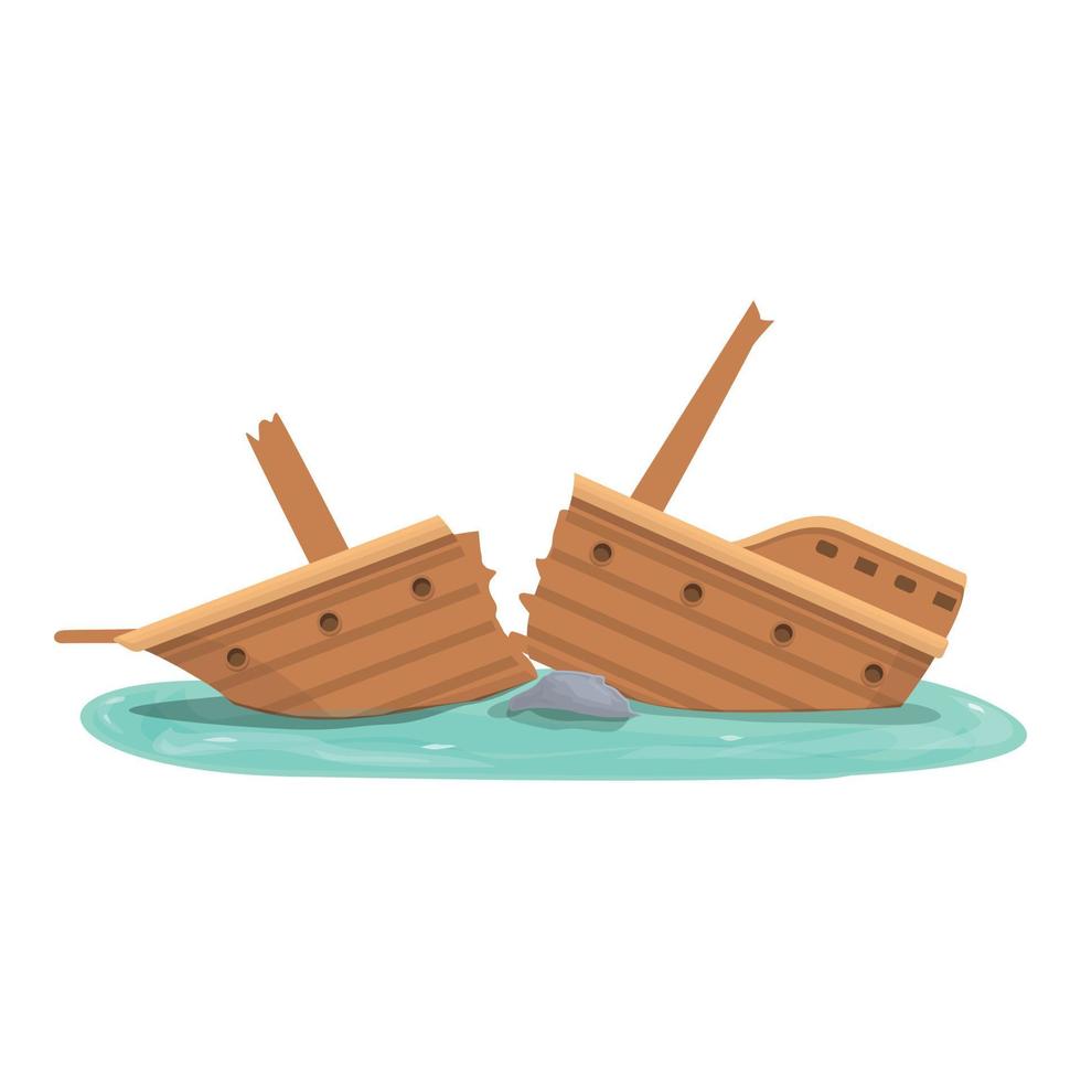 Sea shipwreck icon cartoon vector. Old ship vector