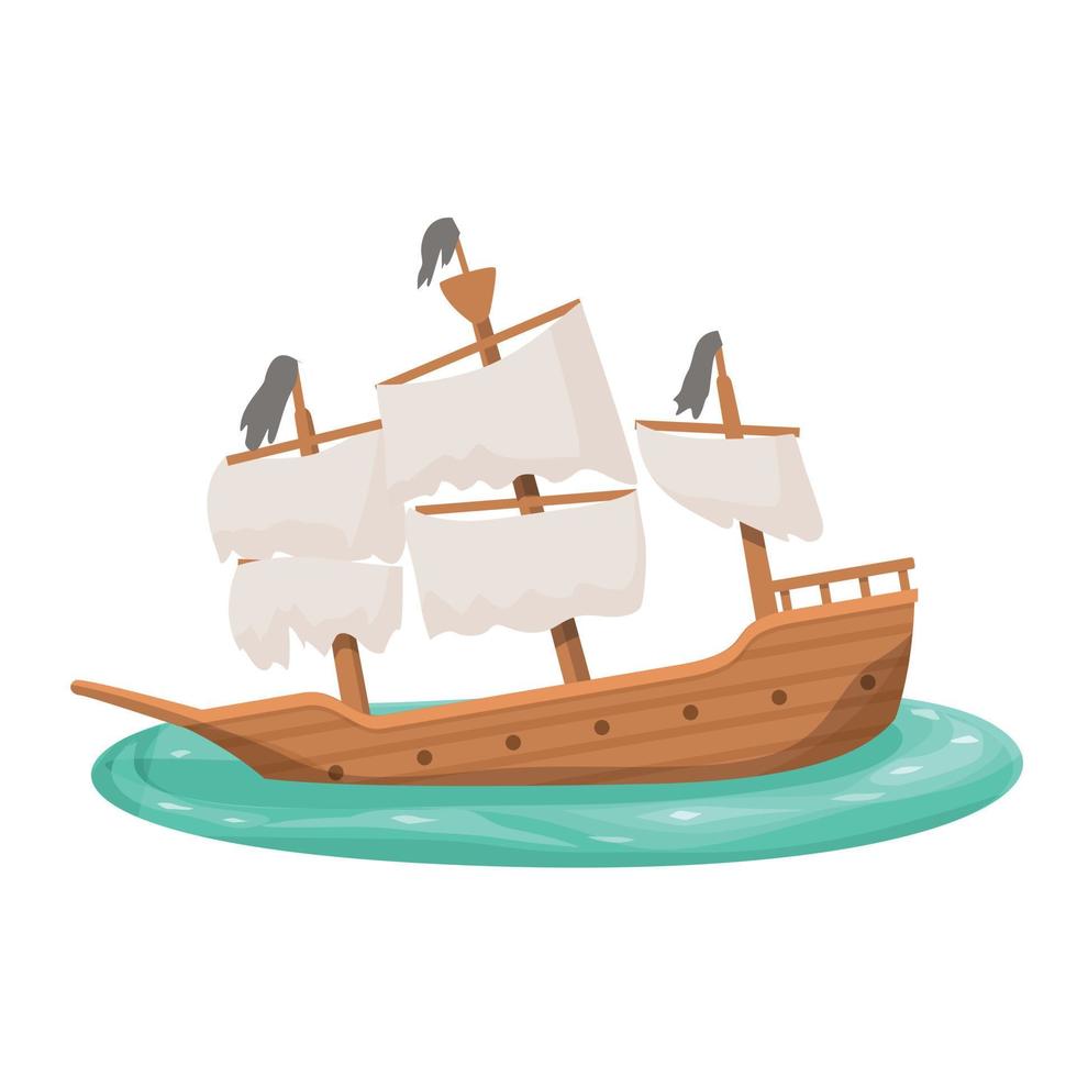 Crash shipwreck icon cartoon vector. Old ship vector