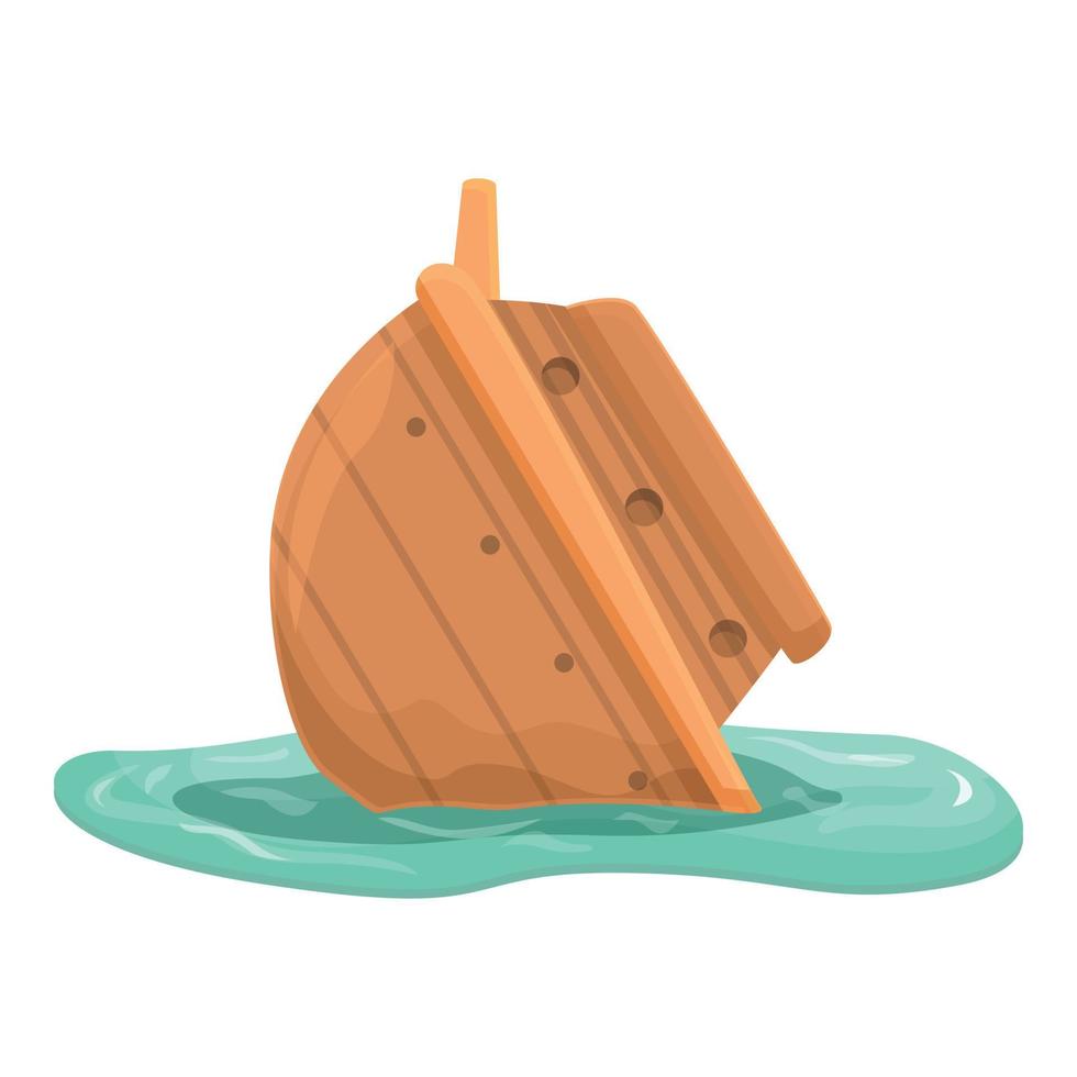 Wave shipwreck icon cartoon vector. Old ship vector