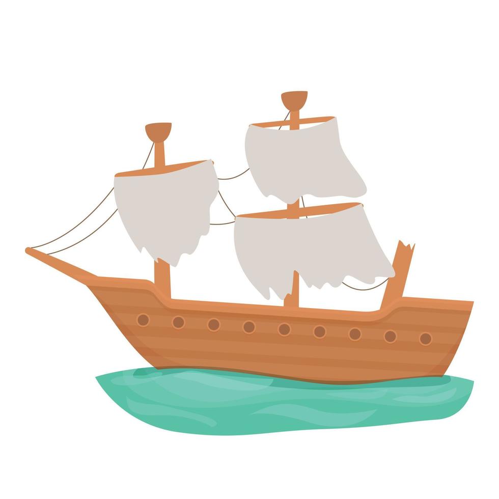 Ship icon cartoon vector. Old shipwreck vector