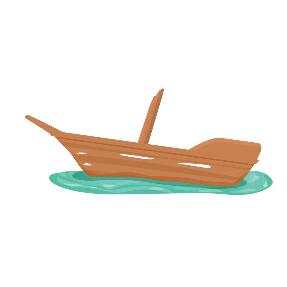 Broken ship icon cartoon vector. Old boat vector