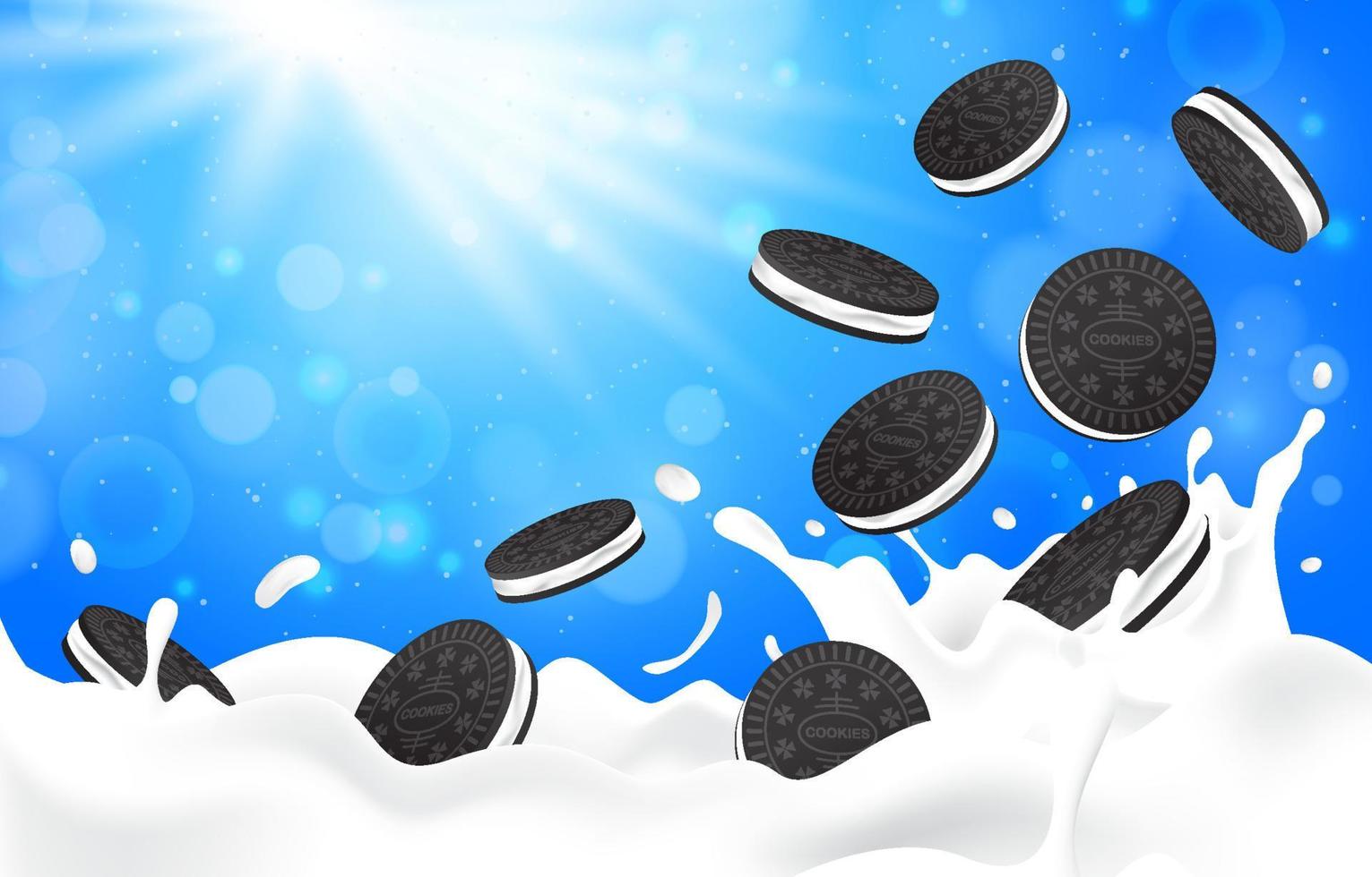 Cookies with Milk Background vector