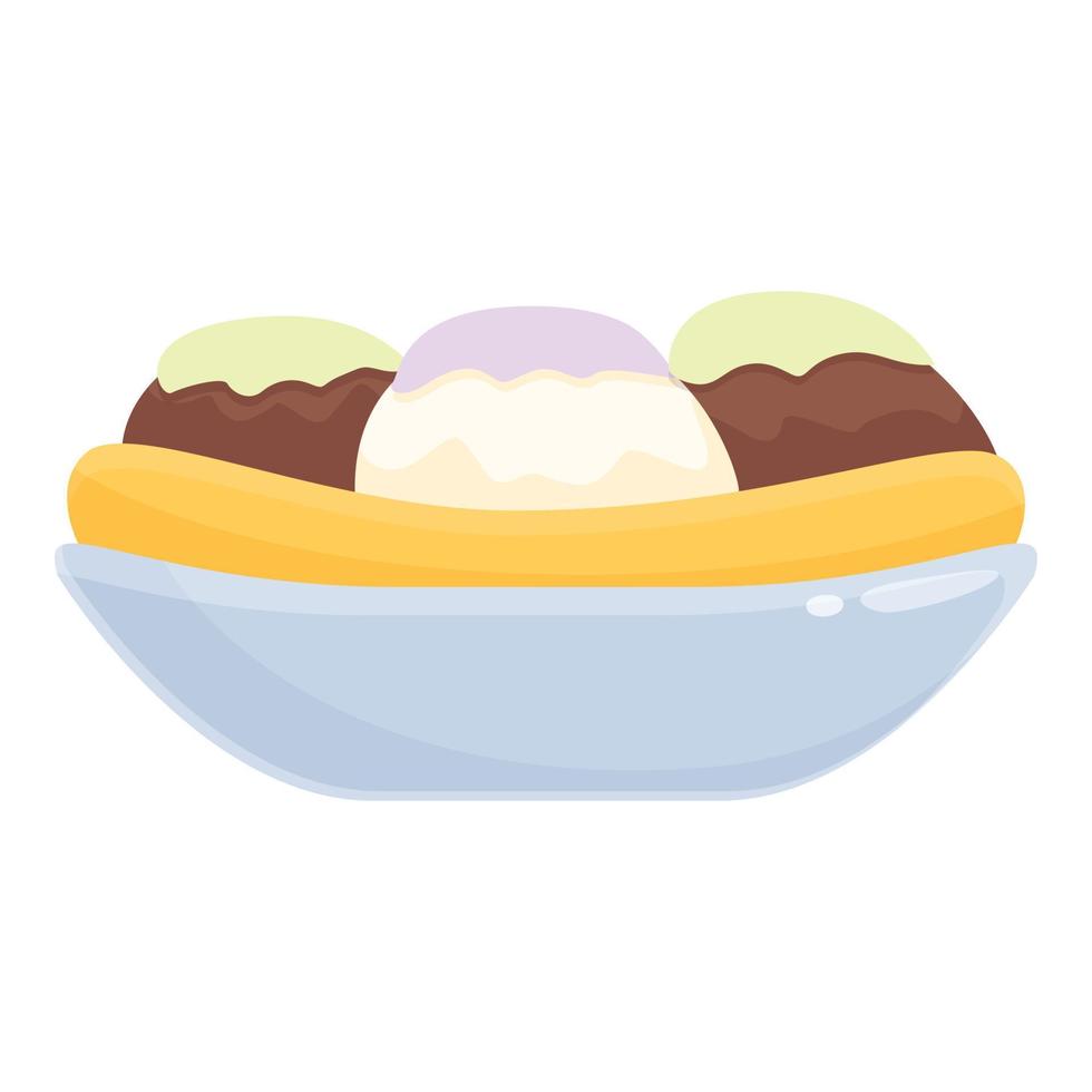 sabroso dulce comida icono dibujos animados vector. plátano helado con frutas y nueces vector