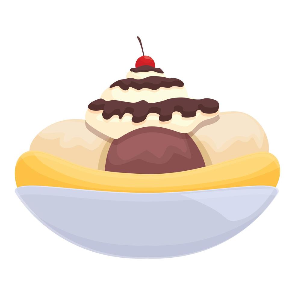 Cream dessert icon cartoon vector. Banana split vector