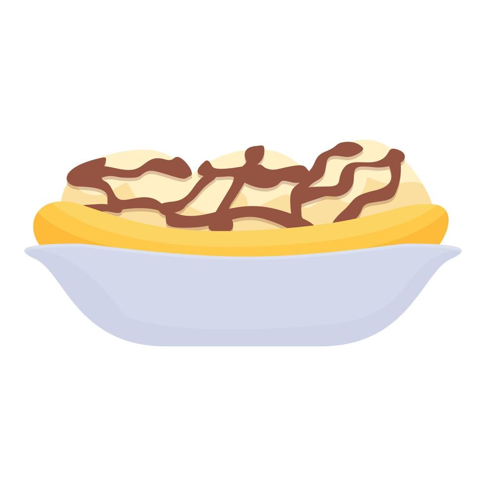 Dessert banana split icon cartoon vector. Food cream vector