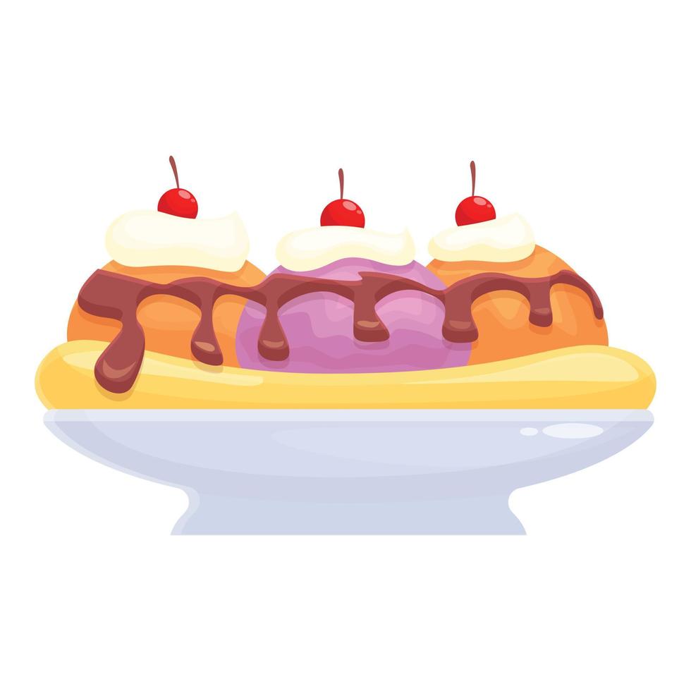 Fresh banana split icon cartoon vector. Ice frozen vector