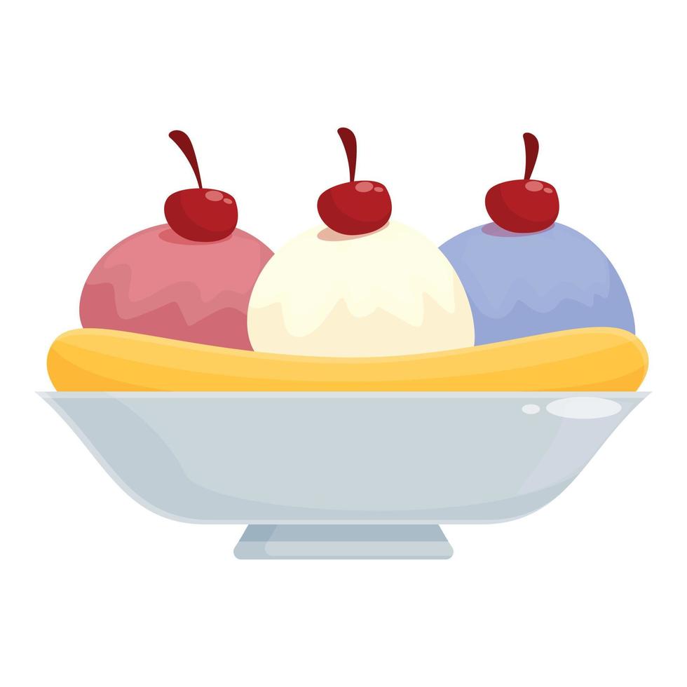 Vanilla banana split icon cartoon vector. Cherry food vector