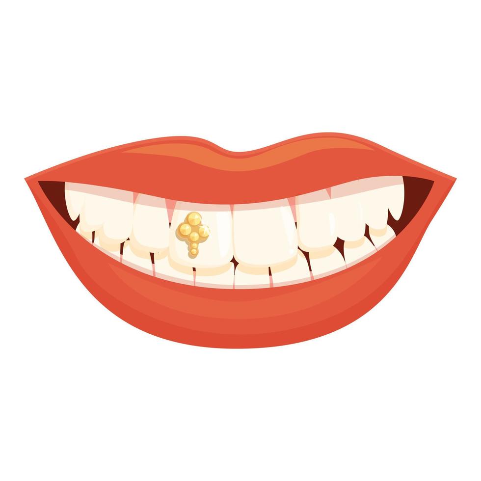 Mouth tooth gem icon cartoon vector. Dental care vector