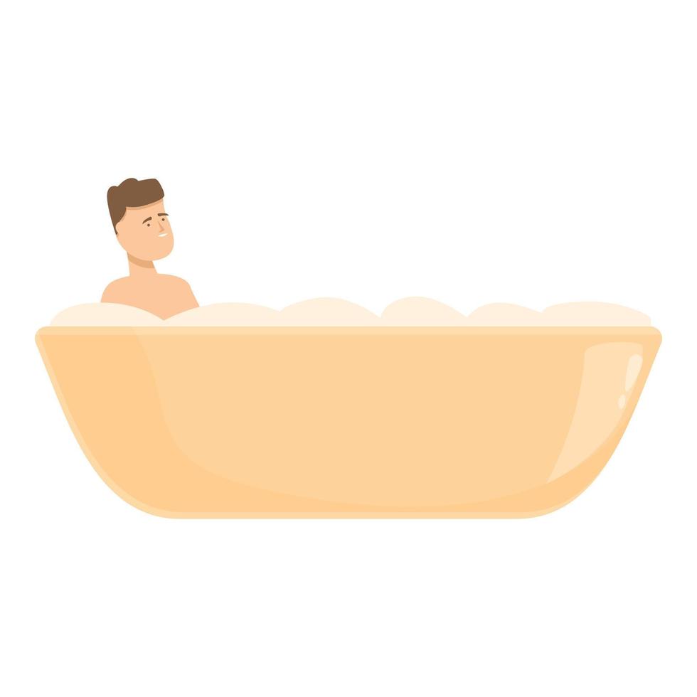 hombre tomar bañera icono dibujos animados vector. calentar ducha vector