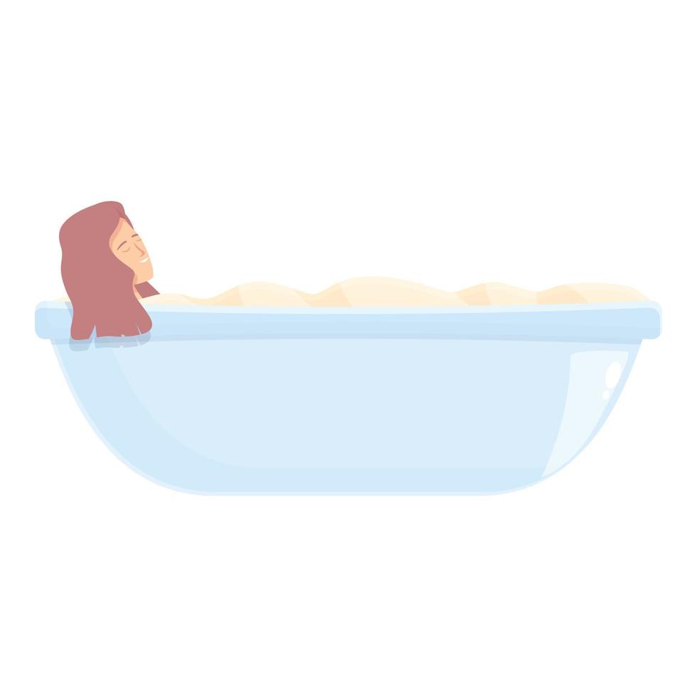Woman take warm bath icon cartoon vector. Water bathtub vector