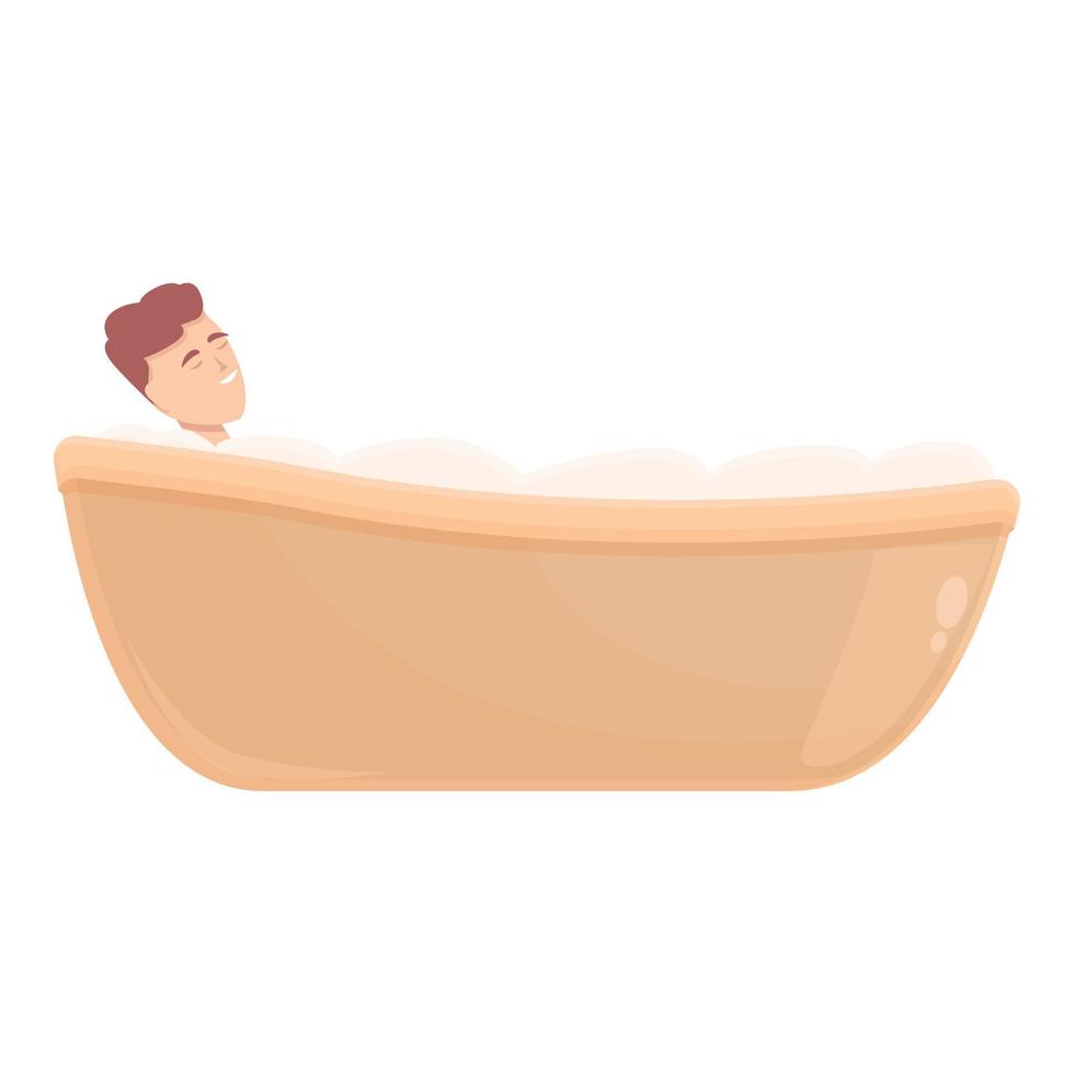 hombre limpiar bañera icono dibujos animados vector. calentar bañera vector